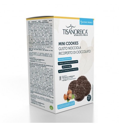 Tisanoreica - Mini Cookies gusto nocciola ricoperto di cioccolato 250g