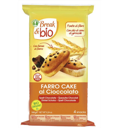 Farro cake al cioccolato - senza latte e uova - 4 x 45g